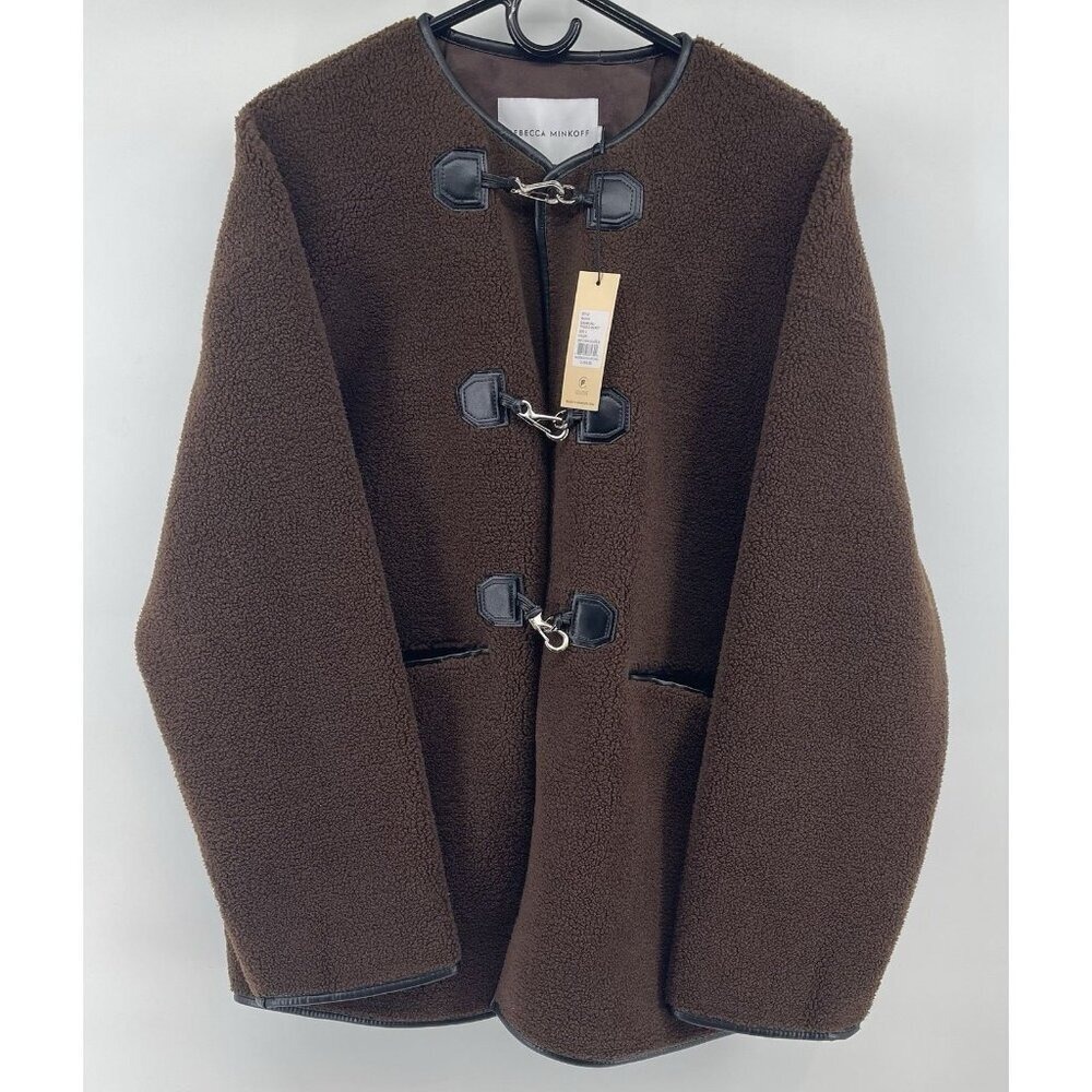 Rebecca Minkoff Shearling Toggle Jacket Teddy Coat Mob Wife Brown Size Lg‎ NWT